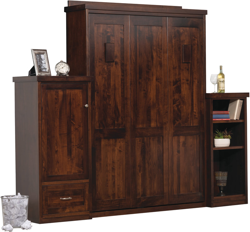 "Vertical position Amish Murphy Bed featuring exquisite American Hardwood Raised Panels - Customize Yours!"