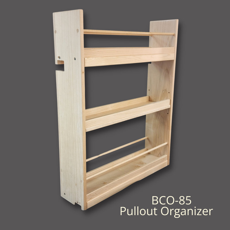Amish Built base cabinet spice rack pullout