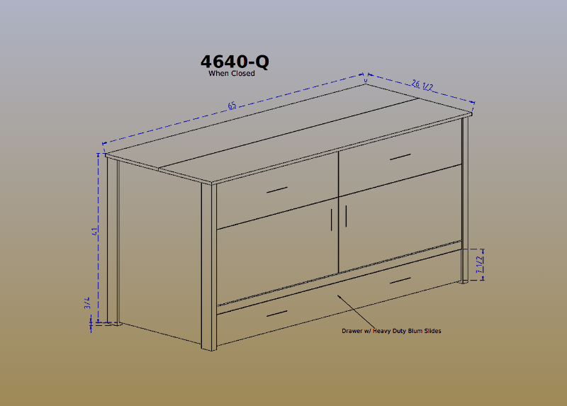 "Custom Amish-Built Cabinet Bed - Folding Mattress and Drawer for Organized Storage"