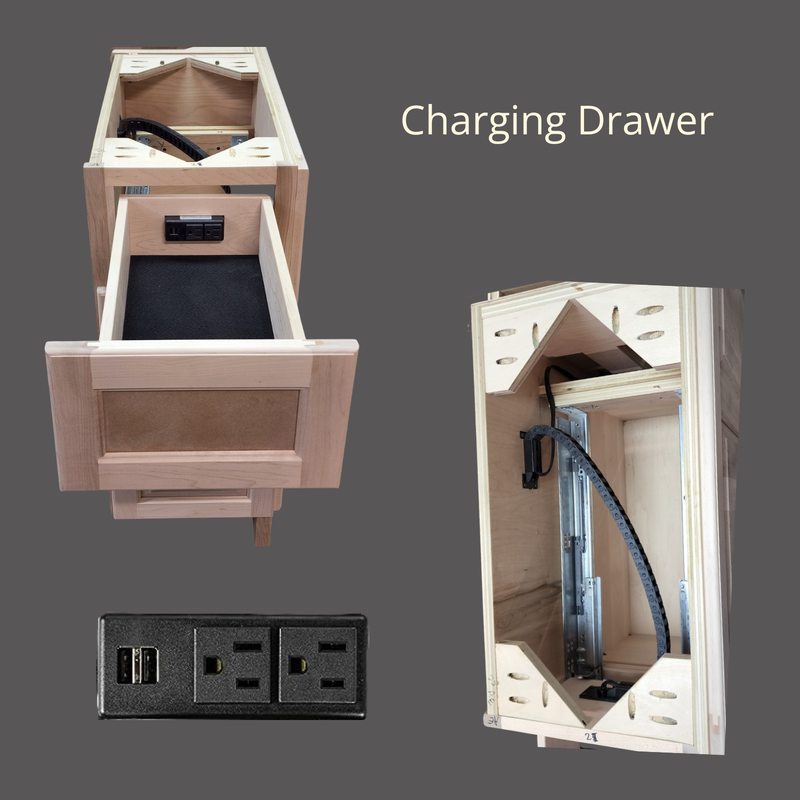 Amish built Drawer to charge electronic devices