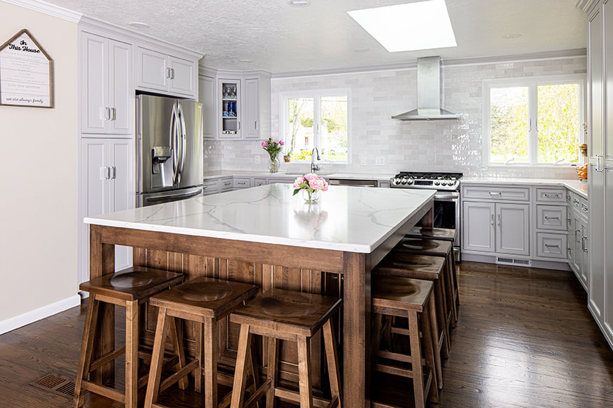 "Solid maple Amish-built cabinets for a modern farmhouse feel."