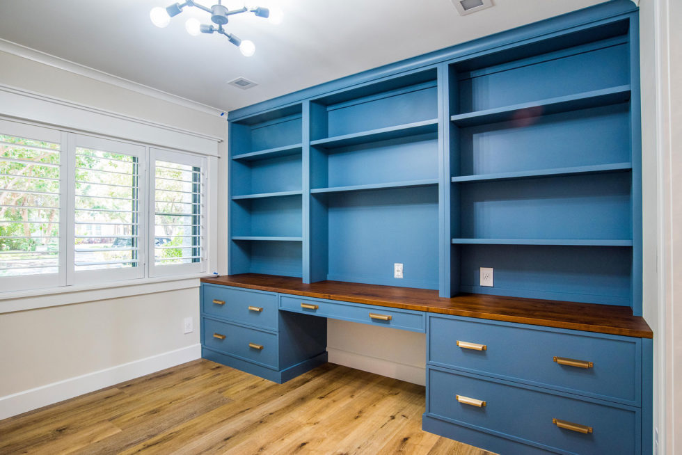 "Amish-built home office cabinetry providing classic style and ample storage."