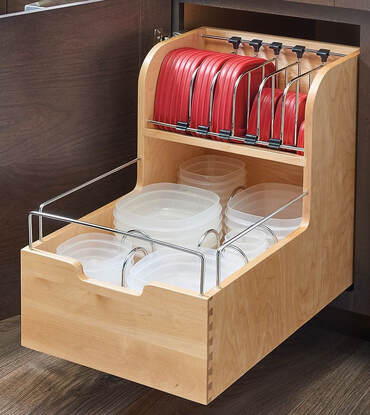 For Bathroom/Vanity - L-Shape Reversible Under Sink Pullout Organizer, with  BLUMOTION Soft-Close Slides by Rev-A-Shelf